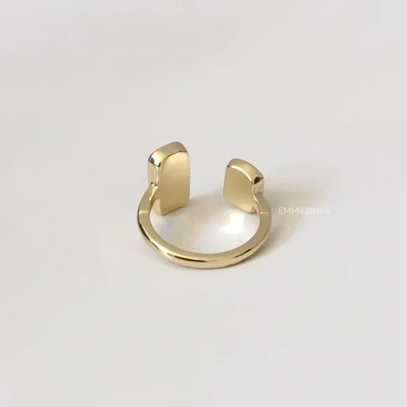 💥3for$28 New 2 Tone Art Deco Open Cuff Statement Ring Vertical Adjustable - Picture 5 of 8